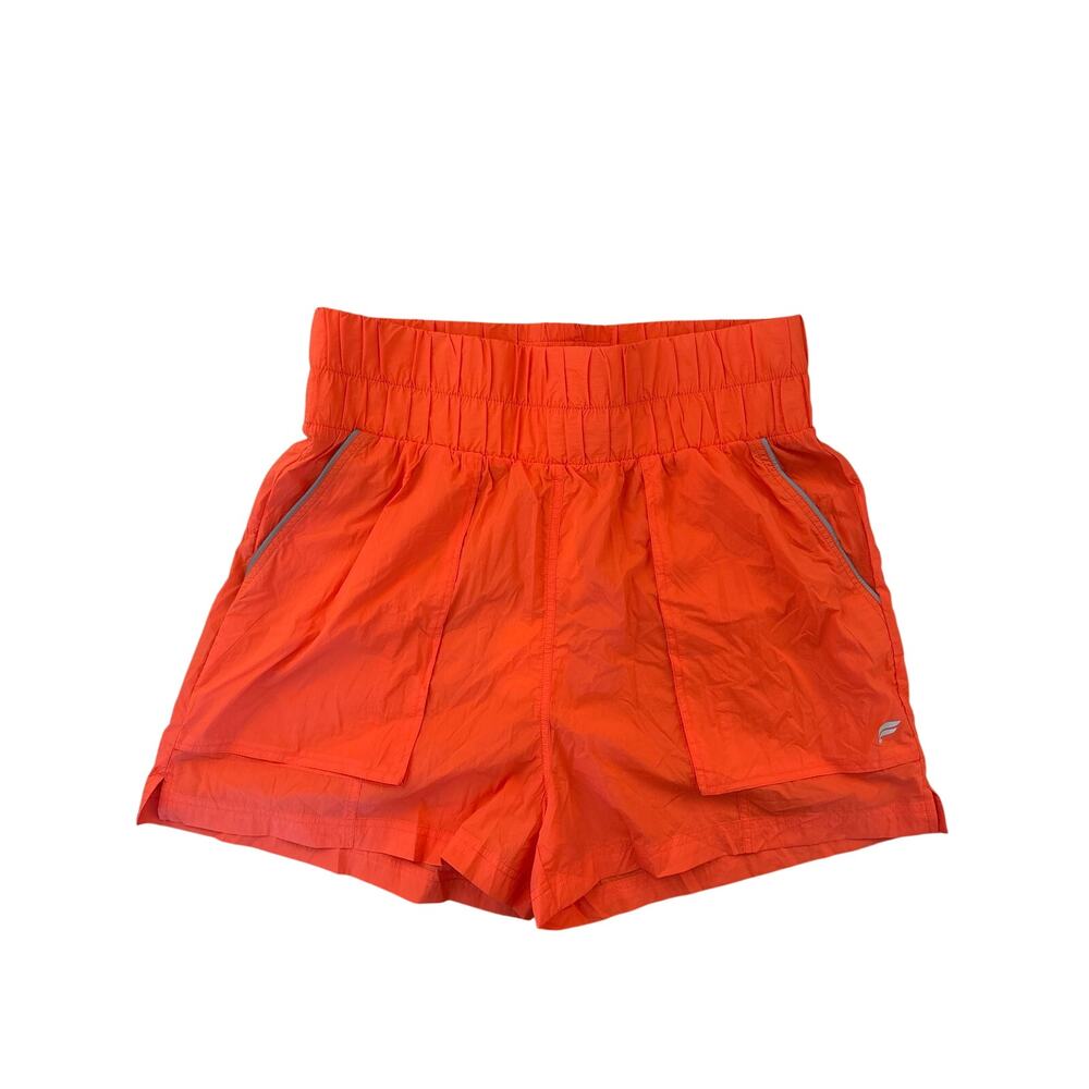 NWT Fabletics Ultra High Waisted Nylon Orange Shorts Womens Size Large